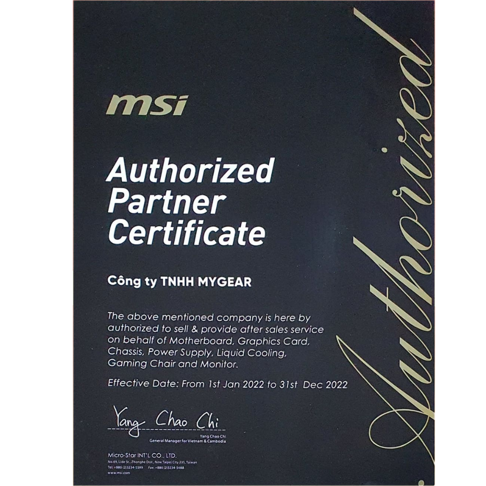 Chứng nhận MSI Authorized Partner